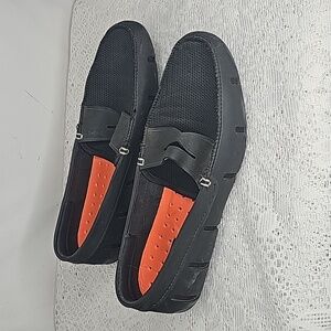 Mens Swims black loafer slip on shoes sz 9